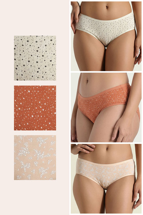 Zivame Regular Rise Full Coverage Hipster Panty (Pack of 3) - Multicolor — image 2